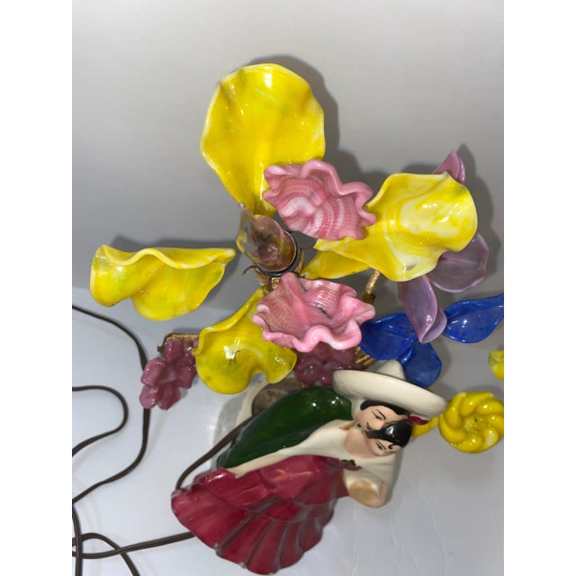 Vintage 1950s Tv Lamp Courting Couple Floral Light MCM Kitsch 12” Working For Sale - Image 12 of 12