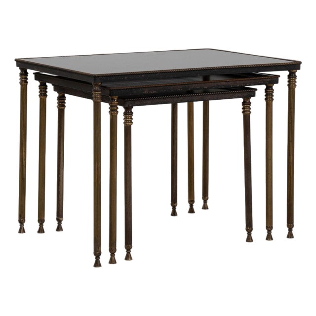 19th Century France Red Brass Nesting Table For Sale