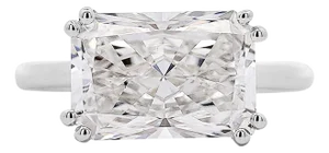 Igi Cert. 4.25 Carat Radiant Cut Lab Grown Diamond East West Engagement Ring