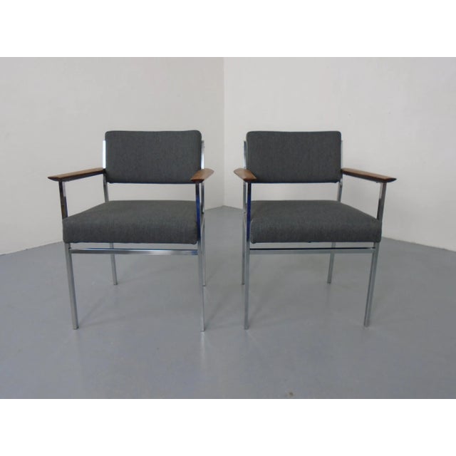 Vintage Square Tubular Tulipwood and Steel Armchairs, Germany, 1960s, Set of 2 For Sale - Image 13 of 15