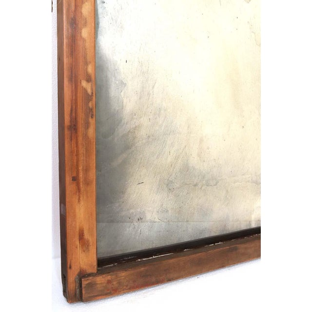Wood Mid 20th Century Handcrafted Arched Wood Window Frame Silvered Wall Mirror For Sale - Image 7 of 12