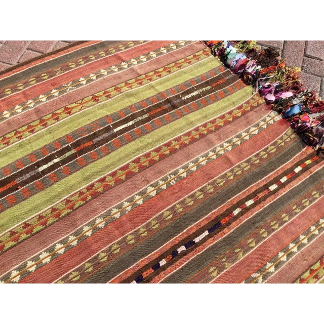 1960s Vintage Striped Turkish Kilim Rug - 75.5" X 77" For Sale - Image 5 of 11