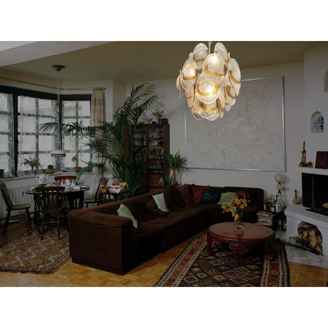 Vintage Italian Murano Chandelier with 24 Clear and Amber, 1980s For Sale - Image 6 of 15