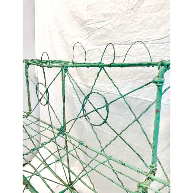 Antique Victorian Painted Wire Plant Stand or Shelving Unit With Original Green Paint For Sale In Louisville - Image 6 of 10
