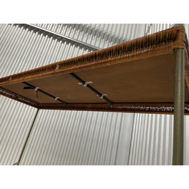 1990s Conran Iron Console Table With Woven Rattan Top For Sale - Image 5 of 9