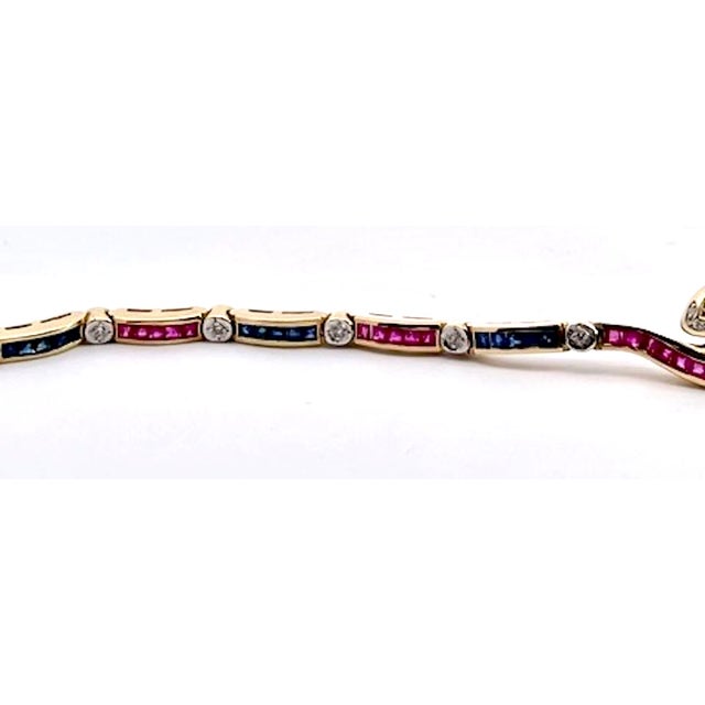 Vintage Yellow Gold Snake Bracelet With Emeralds, Rubies, and Diamonds For Sale - Image 12 of 13
