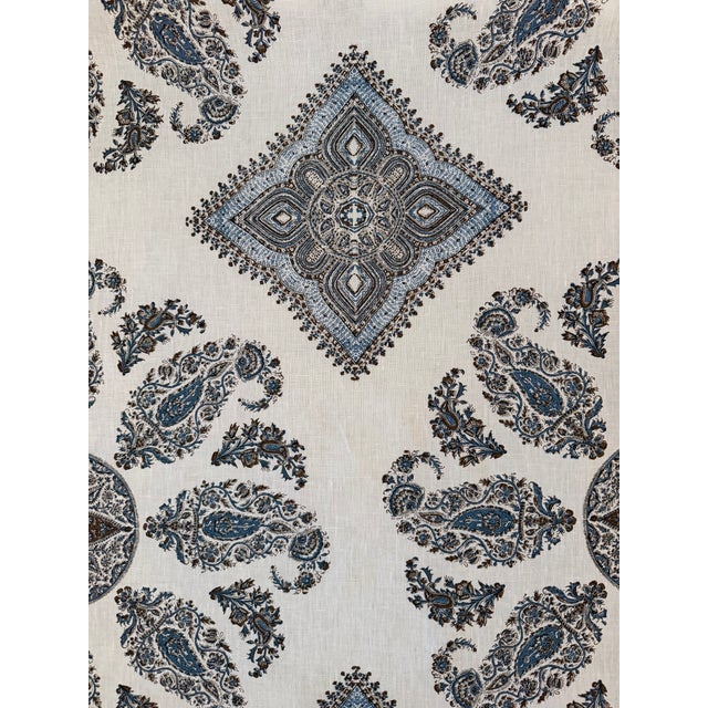 Samarkand by Peter Dunham Fabric Color Blue / Brown 2 7/8 yards SAMARKAND - BLUE/BROWN ON OYSTER SKU: 111SMK14 Big,...