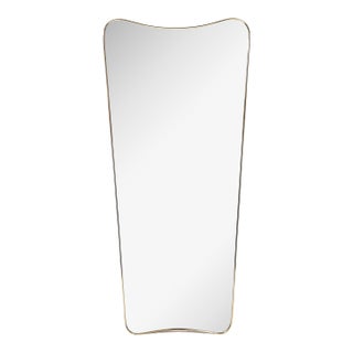 Mid-Century Modernist Brass Wrapped Mirror W/ Curvilinear Tapered Form For Sale