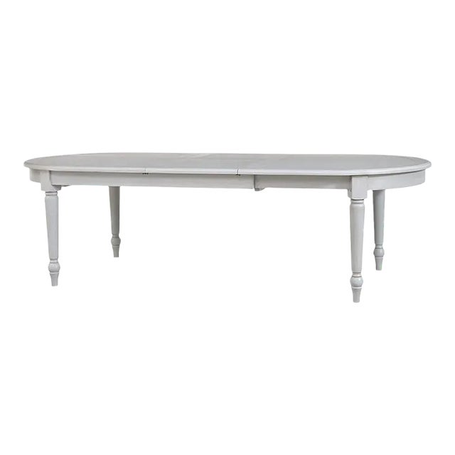 French Provincial Extendable Oval Dining Table - Charleston Grey For Sale