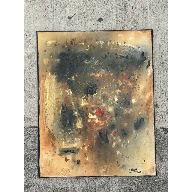 Vintage Original Abstract Oil Painting on Canvas For Sale - Image 4 of 12