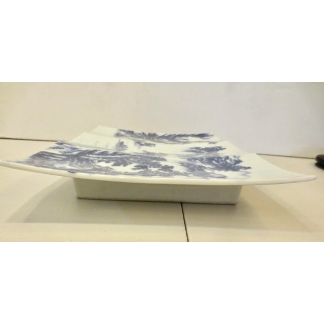 Chinese Blue and White Porcelain Serving Tray Vintage 80s For Sale In New York - Image 6 of 7