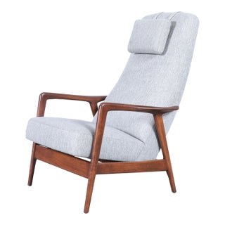 Swedish Modern Walnut Recliner Chair by Alf Svensson for Dux For Sale