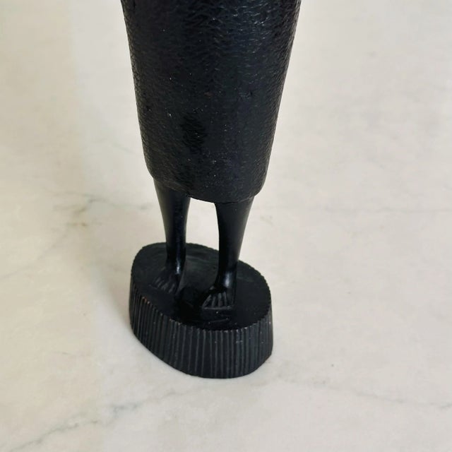 Vintage Hand-Carved African Figural Statue in Ebonized Wood For Sale - Image 9 of 9