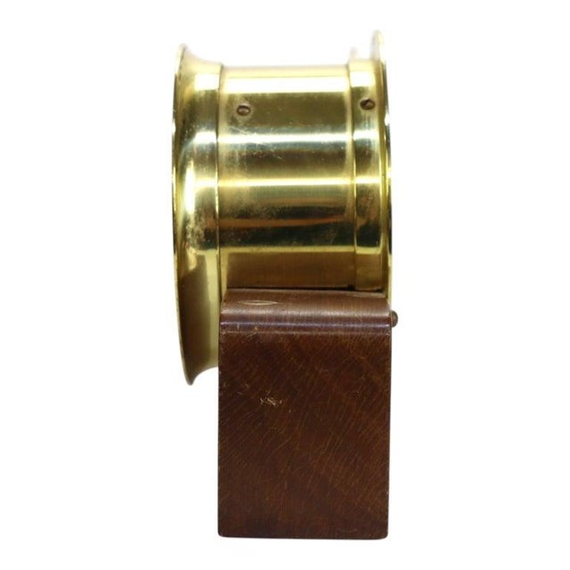Wood Seth Thomas Corsair Model E537-010 Brass & Mahogany Ship’s Clock Set C1968 For Sale - Image 7 of 10