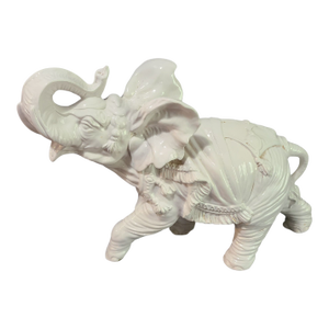 Vintage Lucky Elephant Large 16.5''x6''x12'' High Italian Ceramic White Figurine