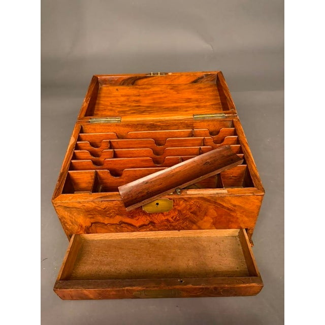 Antique English Burl Walnut Writing Box / Document Chest With Quill Compartment, Circa 1820 For Sale - Image 17 of 17