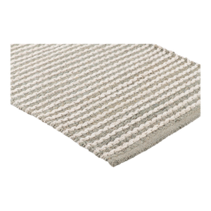 Part & Parcel Goods Textured Sample Scallop Stripe Rug, 6"x6", Sky Blue and Eggshell