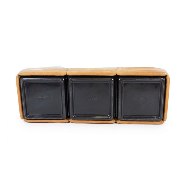 Ochre Suede Three-Seater Modular Sofa by Alberto Rosselli for Saporiti, Italy, 1970s For Sale - Image 6 of 12