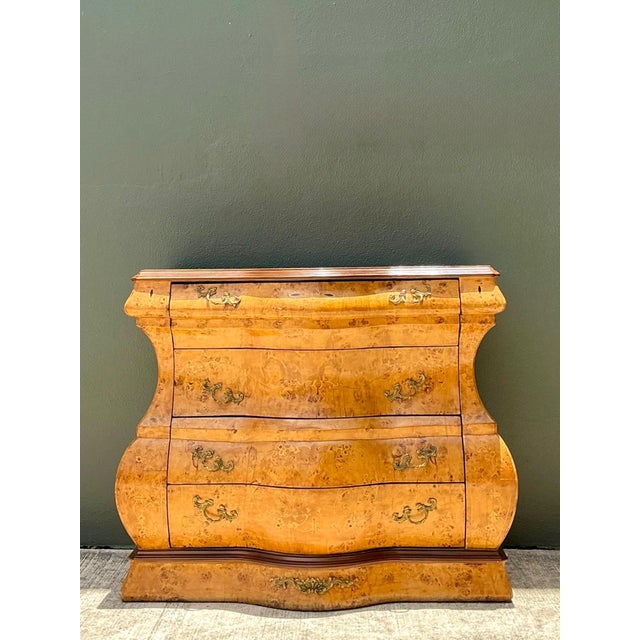 Vintage Burl Wood Marquetry Bombe Chest For Sale - Image 12 of 12