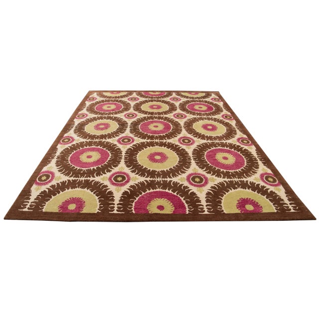 21st Century Modern Tibetan Wool Rug in Tan With Allover Design For Sale - Image 10 of 11