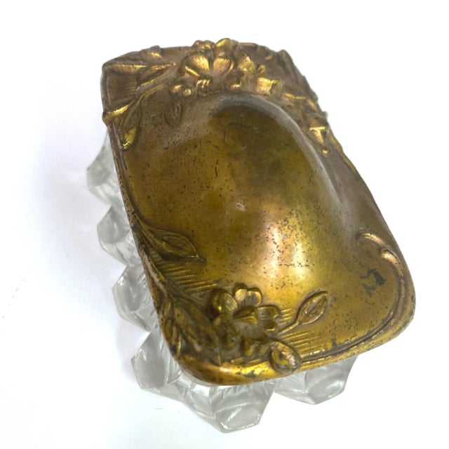 Vintage Art Nuevo Glass and Metal Vanity Box For Sale - Image 4 of 9