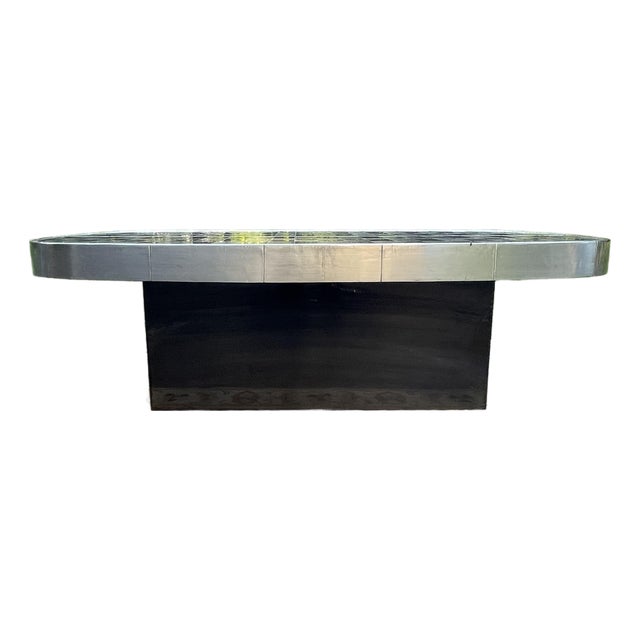 Jonathan Adler Talitha Starburst Nickel-Plated Oval Cocktail Coffee Table For Sale