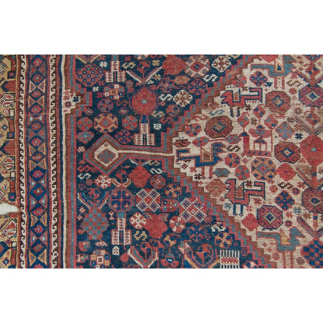 Textile 1900s Antique Rug Diamond Medallion Hand Knotted Distressed Wool on Linen Area Rug - 5’5” X 8’4” For Sale - Image 7 of 10