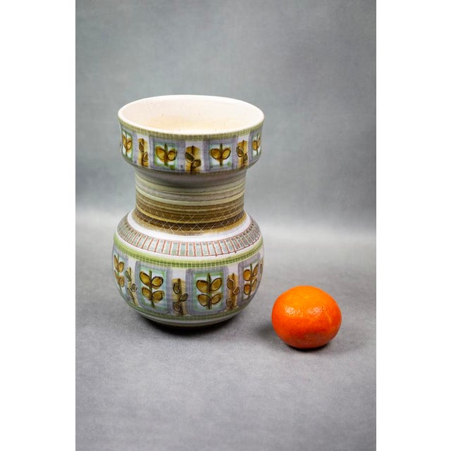 Mid-Century Hand-Painted Glazed Stoneware Vase with Foliage Frieze by Marcel Guillot, France, 1950s-1960s For Sale - Image 9 of 11