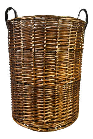 Vintage Large Woven Wicker Double Handle Hamper Basket