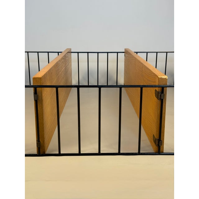 Floating Wall Shelf in Oak Veneer and Black Metal, 1960s For Sale - Image 12 of 14