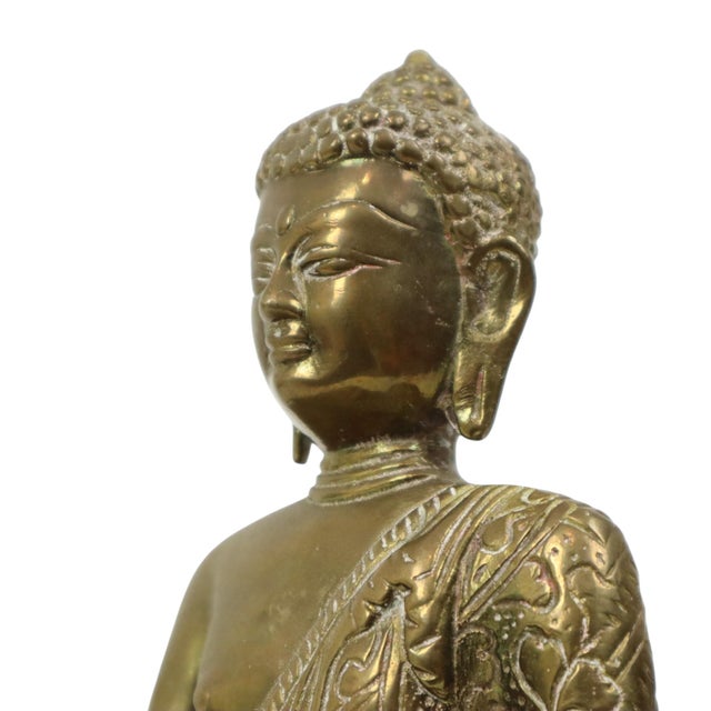 Unknown, Seated Buddha Statue Sculpture, Brass For Sale - Image 3 of 10
