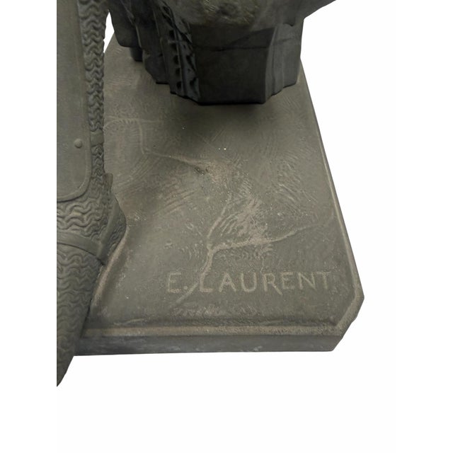 Antique French Patinated Spelter "Le Cid" Sculpture by Eugène Laurent For Sale - Image 4 of 9