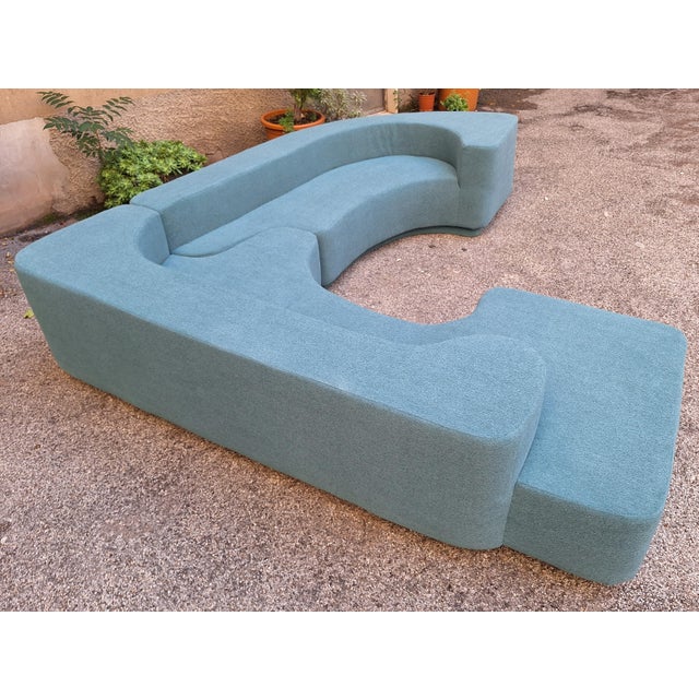 Vintage Lara Sofa in Sky Blue Boucle by Roberto Pamio for Stilwood, 1970s For Sale - Image 3 of 7