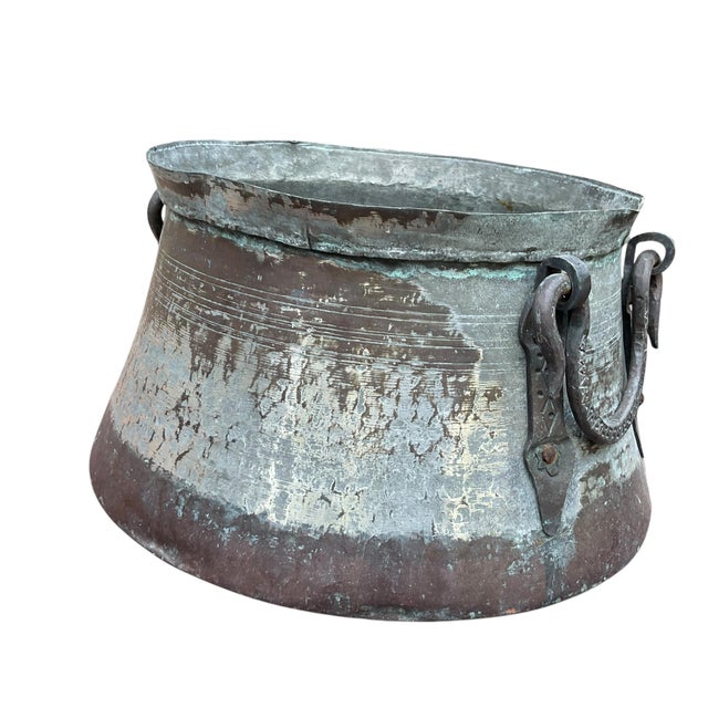 Metal Late 19th Century Antique Primitive Bucket, Cauldron or Kettle With Handles For Sale - Image 7 of 13