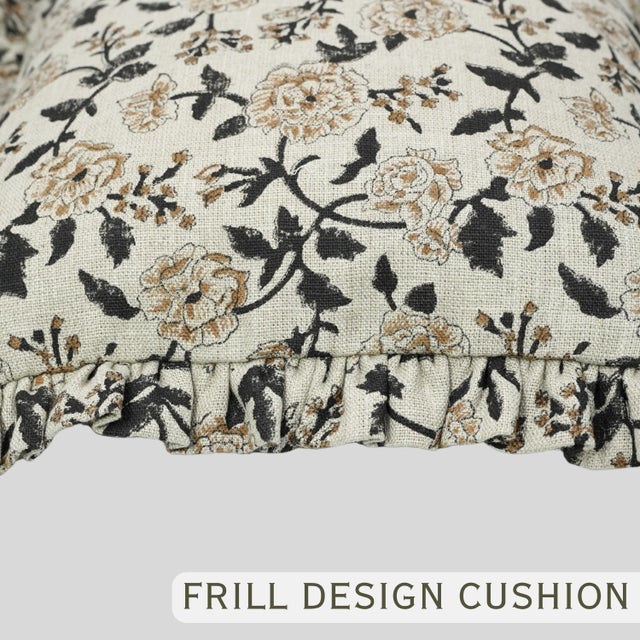 Not Yet Made - Made To Order Thick Linen Frill Pillow Cover Decorative Ruffle Cushion for Sofa, Bed & Chair 14x14 Inch- Rameswaram For Sale - Image 5 of 6