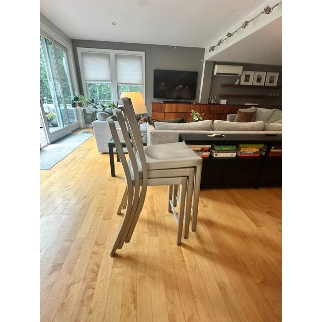 Set of 3 Philippe Starck Icon Counter Stools for Emeco, Hand-Brushed Aluminum For Sale - Image 11 of 12