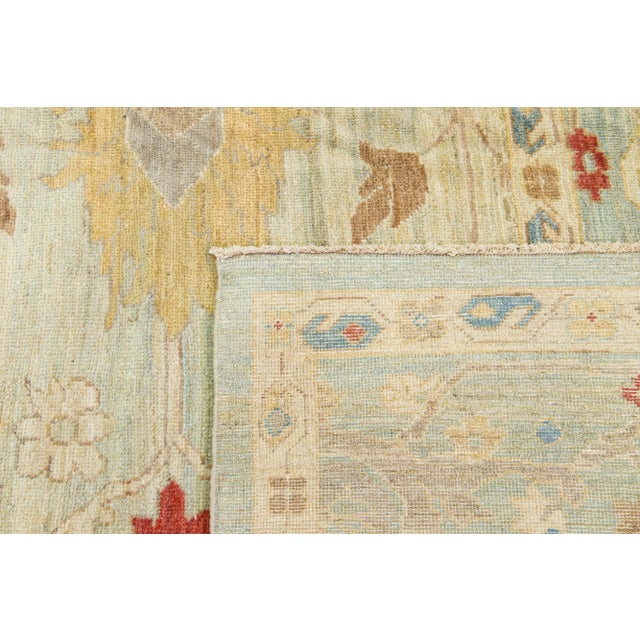 Modern Oversize Sultanabad Wool Rug Handmade Light Blue and Beige Field For Sale - Image 9 of 9