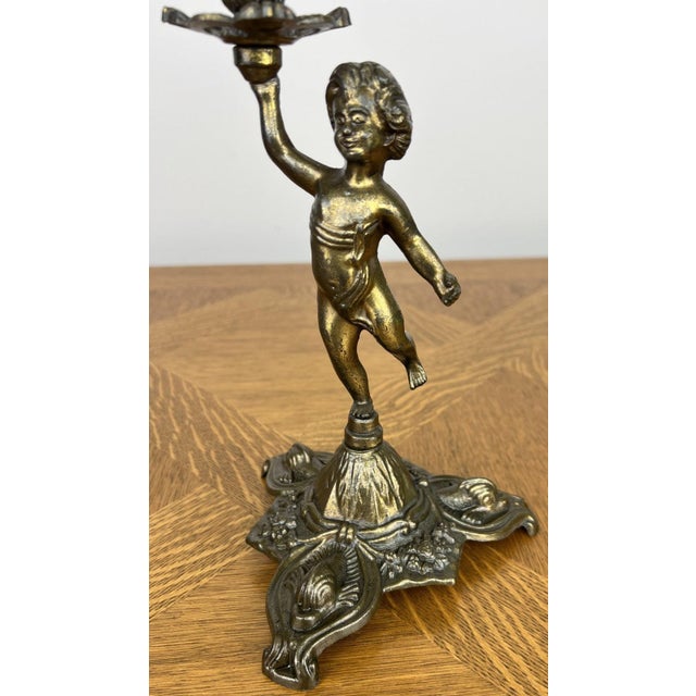 Vintage French Cherub Ornate Candleholder For Sale - Image 12 of 13