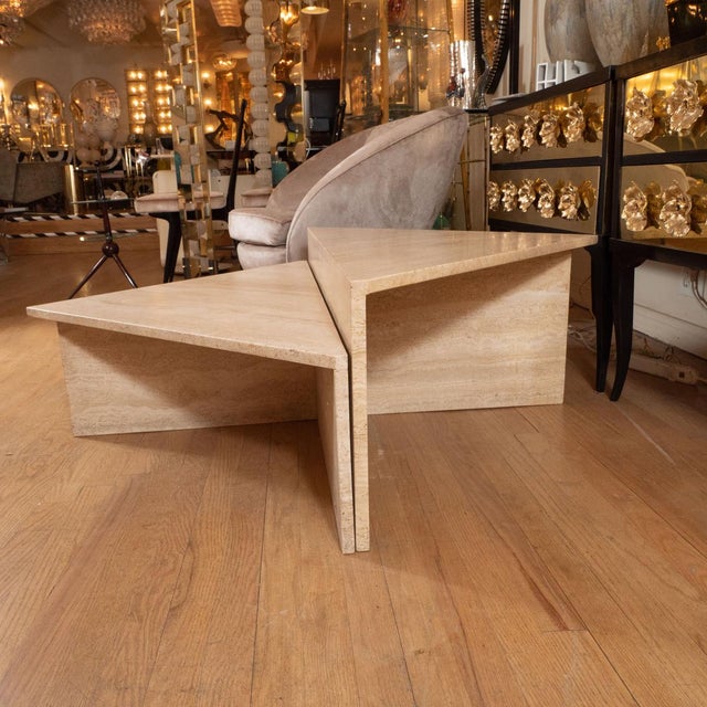 Triangular Modular Travertine Coffee Table 2 Pieces Chairish
