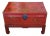 Antique Chinese Red Leather Trunk on Custom Stand For Sale