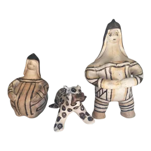 Set of 3 Vtg Karaja Clay Tribal Made Primitive Sculptures Brazil