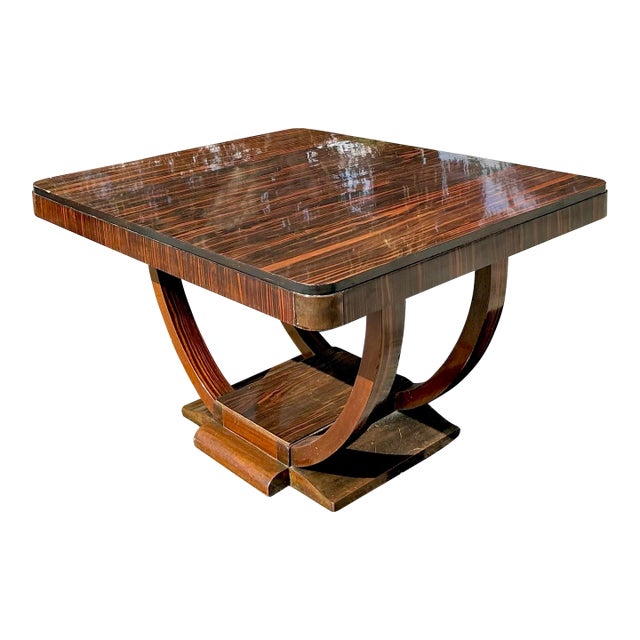 Vintage Deco Zebrawood Center Hall Table For Sale