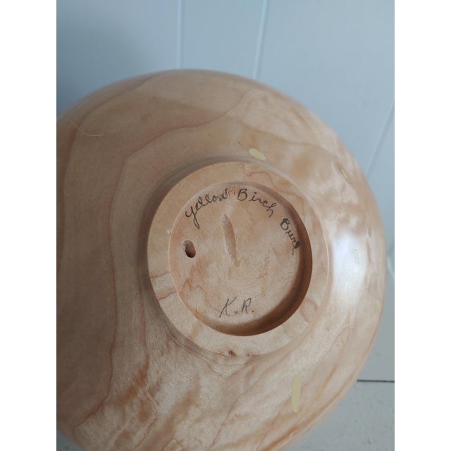 Late 20th Century Late 20th Century Artisan Crafted & Signed Yellow Birch Wood Bowl For Sale - Image 5 of 6