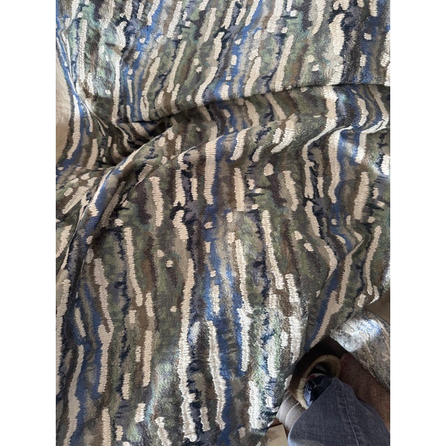 Abstract Donghia Bark Dark Blue Embroidered Fabric 11 Yards For Sale - Image 3 of 4
