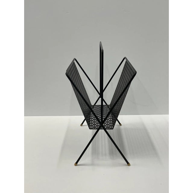 Mid-Century Modern Mid-Century Modern Black Iron Magazine Rack For Sale - Image 3 of 9