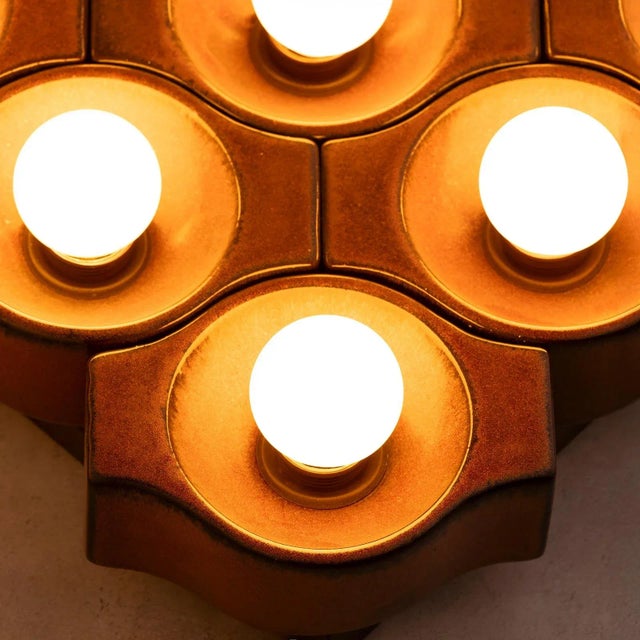 Mid-Century Wall Light or Ceiling Lamp in Brown Ceramic by Cari Zalloni for Leola, 1960s For Sale - Image 15 of 16