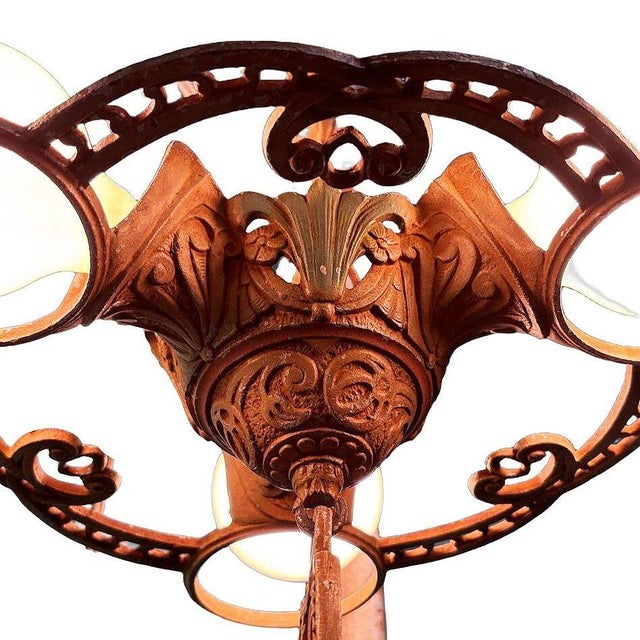 1925 Art Deco Brass Three Light "Winthrop" Circular Chandelier by Virden For Sale - Image 9 of 9