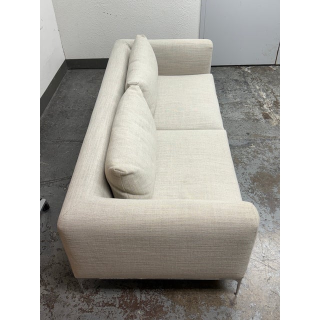 Early 21st Century Design Within Reach Jonas Snow Linen Sofa For Sale - Image 5 of 12