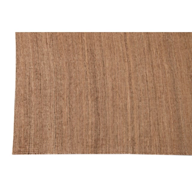 2010s Solid Brown Contemporary Kilim Flatweave Wool Rug For Sale - Image 4 of 8