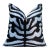 Black & Silver Blue Zebra Silk Velvet Throw Pillow 20x20 | Handmade Luxury Animal Print Accent For Sale